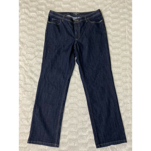 Addition Elle Blue Denim Sz 14 Straight Leg Stretch Women's Jeans 36x33 Msrd - Picture 4 of 12